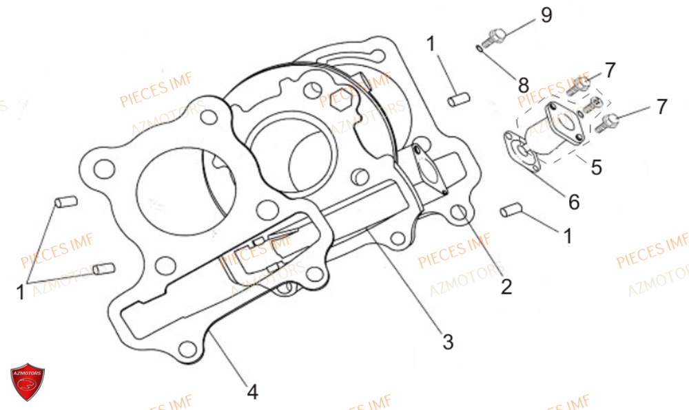 Cylindre AZMOTORS PIECES GECKO EURO 4