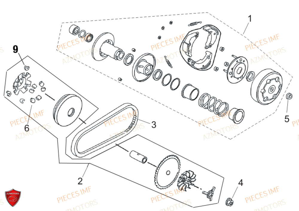 Embrayage Et Variateur AZMOTORS PIECES GECKO EURO 4