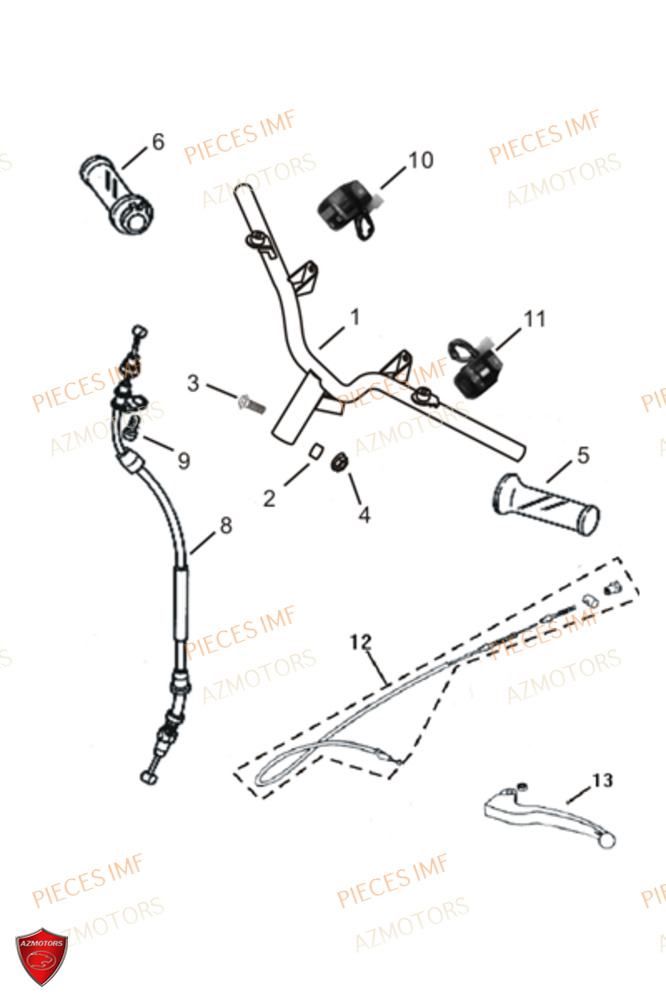 Guidon AZMOTORS PIECES GECKO EURO 4