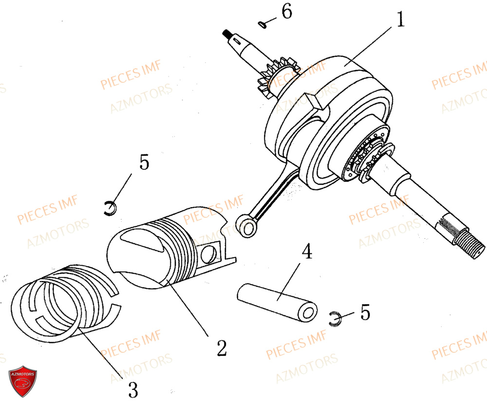 Piston Et Vilebrequin AZMOTORS PIECES GECKO EURO 4