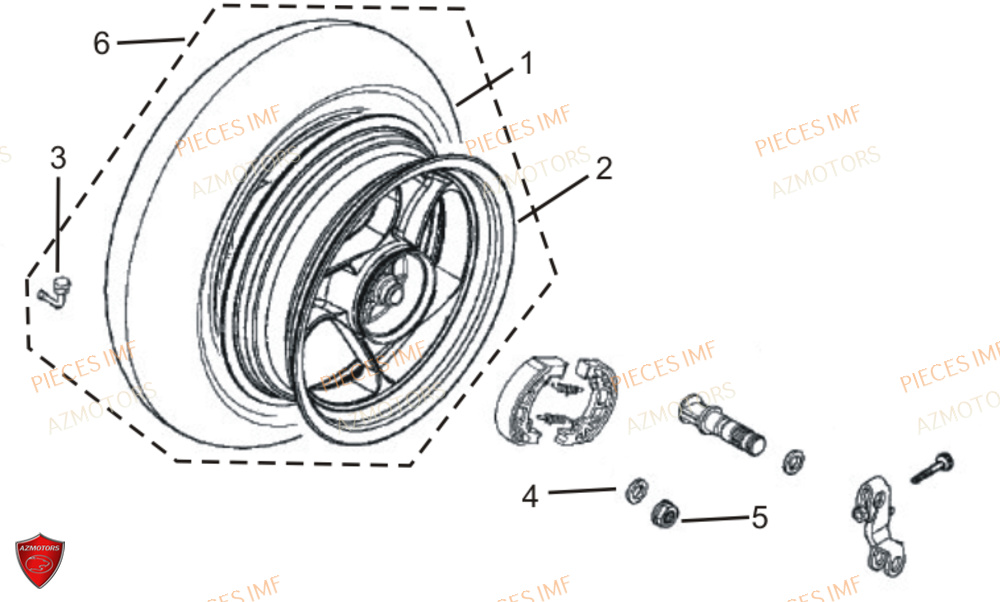 Roue Arriere AZMOTORS PIECES GECKO EURO 4