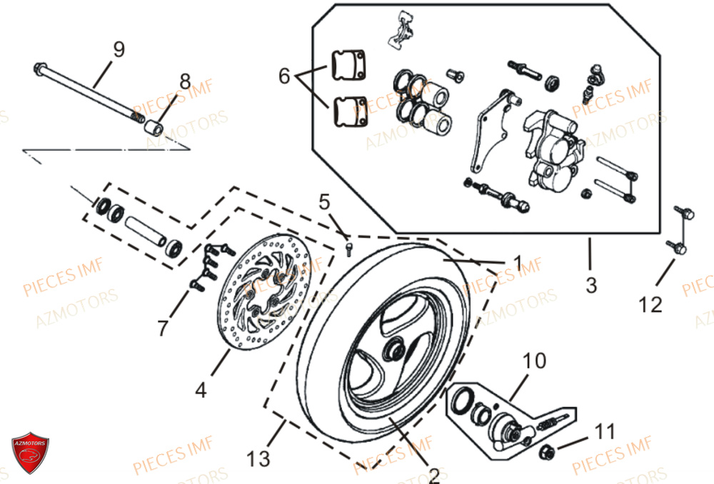 Roue Avant AZMOTORS PIECES GECKO EURO 4