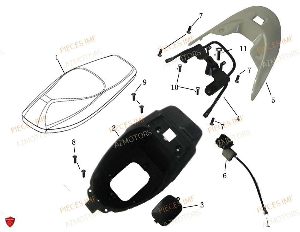 Coffre Et Selle AZMOTORS PIECES GECKO EURO 5