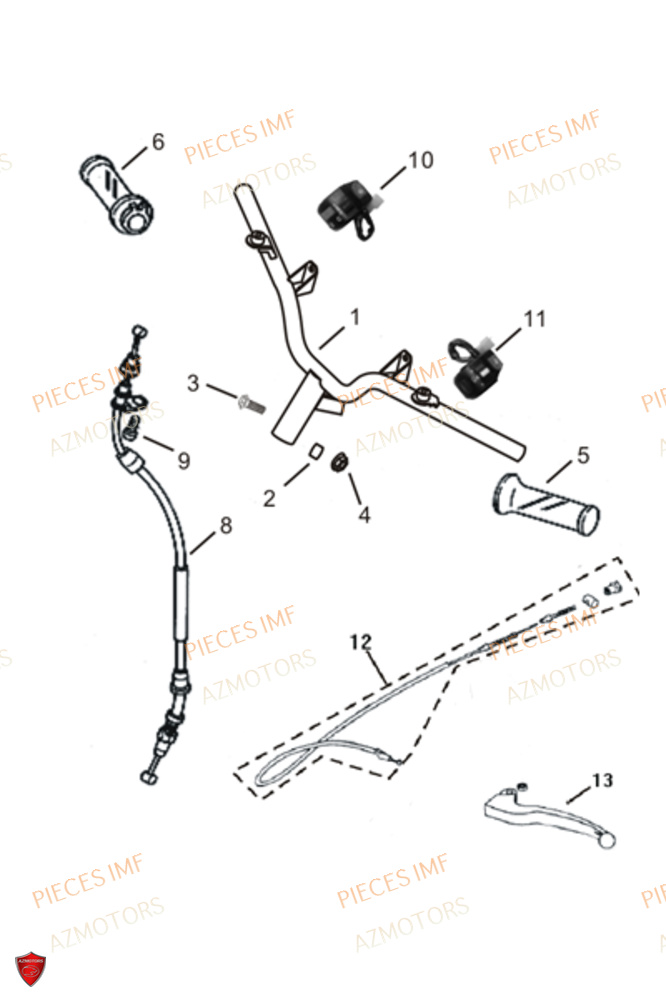 Guidon AZMOTORS PIECES GECKO EURO 5