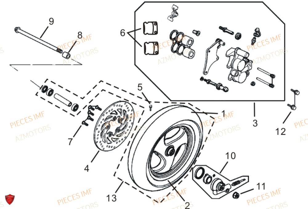 Roue Avant AZMOTORS PIECES GECKO EURO 5