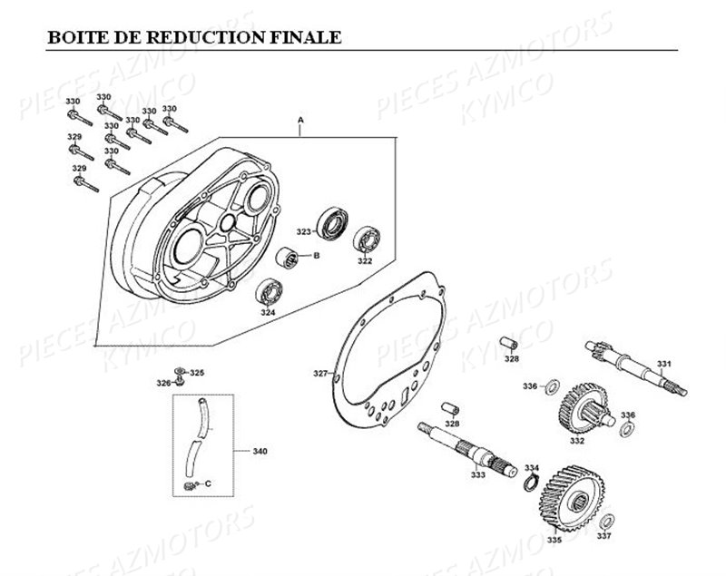Boite De Reduction Finale KYMCO Pièces GRAND DINK 125 4T EURO I (SH25DA)