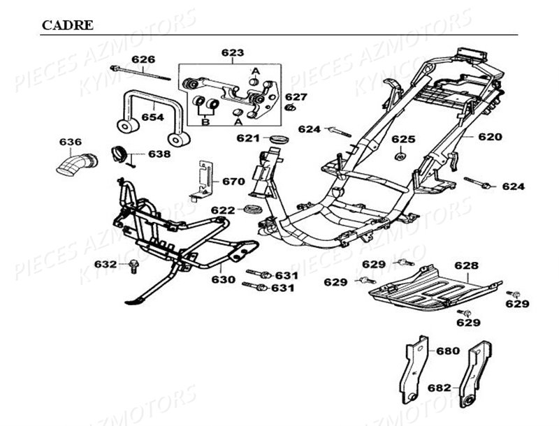 Cadre KYMCO Pièces GRAND DINK 125 4T EURO I (SH25DA)