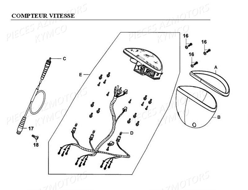 COMPTEUR DE VITESSE pour GRAND-DINK125
