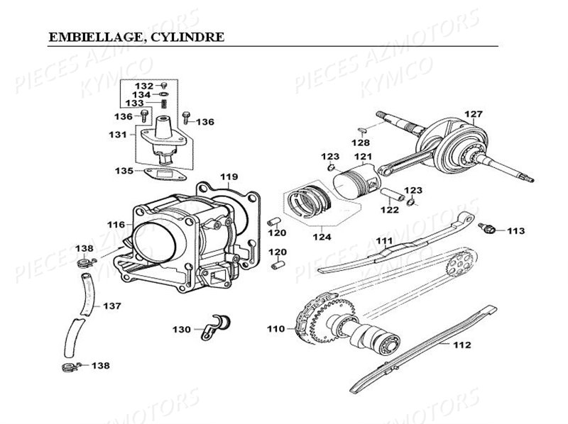 EMBIELLAGE_CYLINDRE KYMCO Pièces GRAND DINK 125 4T EURO I (SH25DA)