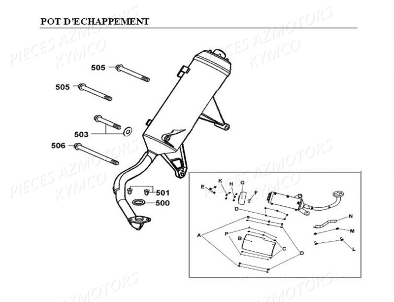 Pot D Echappement KYMCO Pièces GRAND DINK 125 4T EURO I (SH25DA)