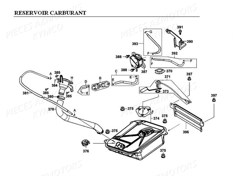 Reservoir A Carburant KYMCO Pièces GRAND DINK 125 4T EURO I (SH25DA)