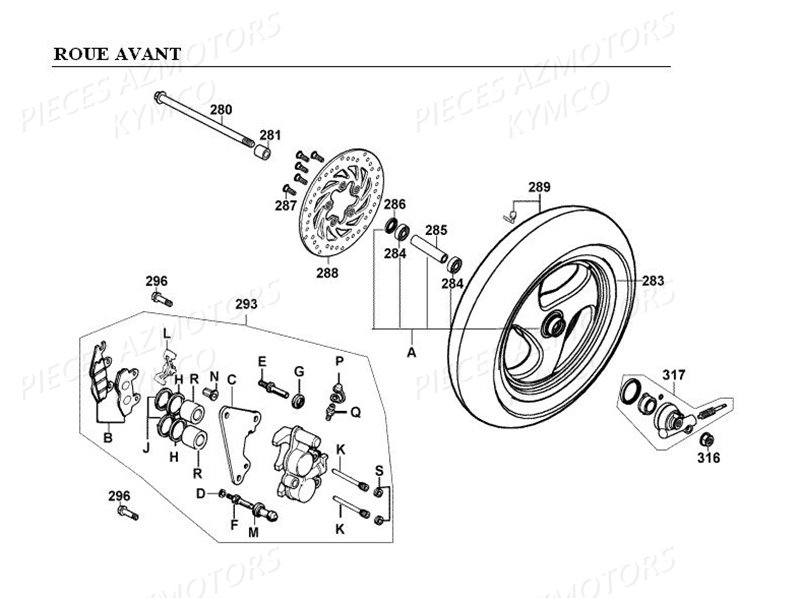 ROUE AVANT pour GRAND-DINK125