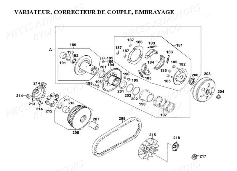 VARIATEUR-CORRECTEUR-DE-COUPLE_EMBRAYAGE KYMCO Pièces GRAND DINK 125 4T EURO I (SH25DA)