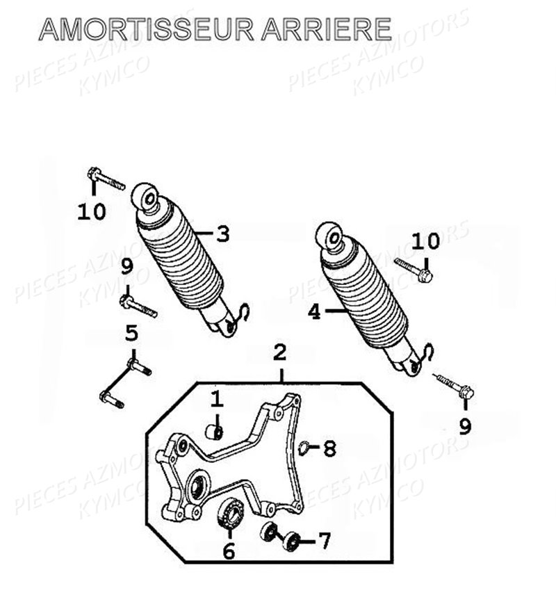 Amortisseur  Arriere KYMCO Pièces GRAND DINK 125 4T EURO II (SH25DB) 