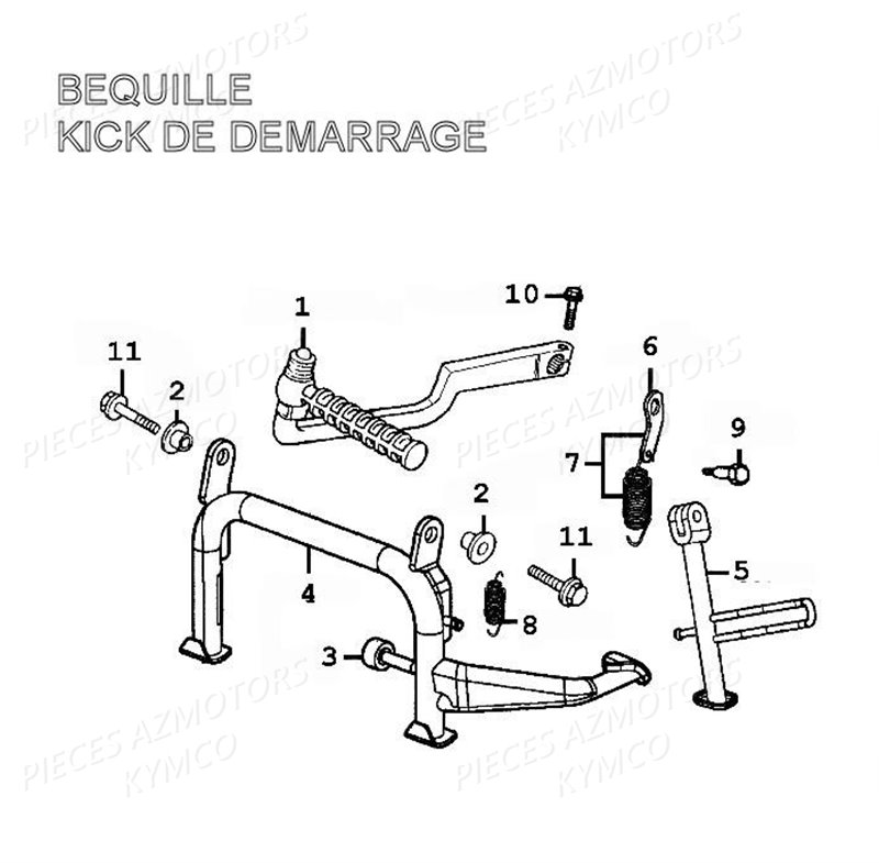 Bequille Kick De Demarrage KYMCO Pièces GRAND DINK 125 4T EURO II (SH25DB) 