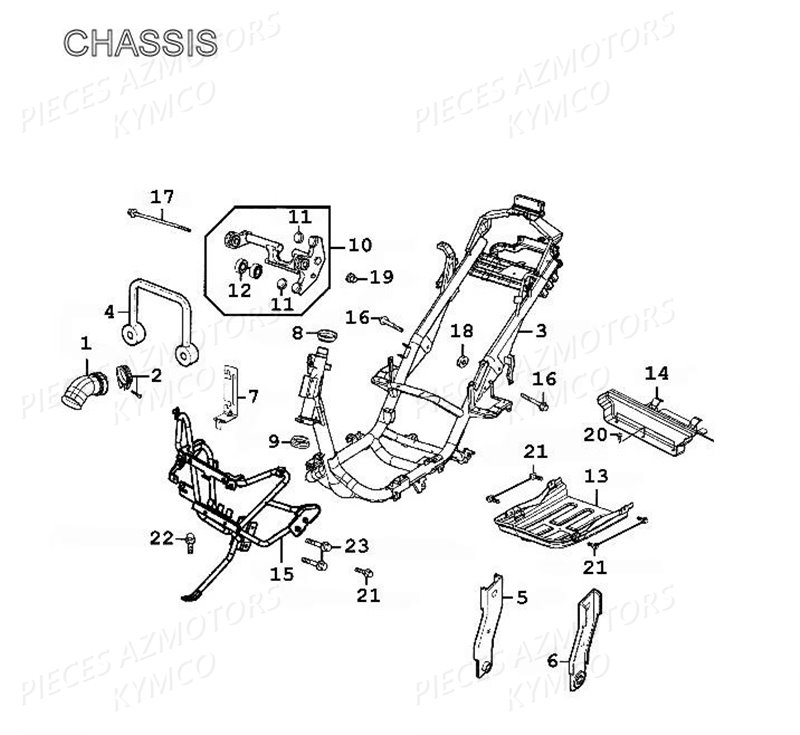 Chassis KYMCO Pièces GRAND DINK 125 4T EURO II (SH25DB) 