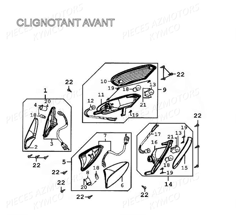 CLIGNOTANTS_AVANT KYMCO Pièces Scooter Kymco GRAND DINK 125 4T EURO II 