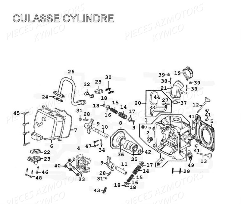 CULASSE-CYLINDRE KYMCO Pièces Scooter Kymco GRAND DINK 125 4T EURO II 