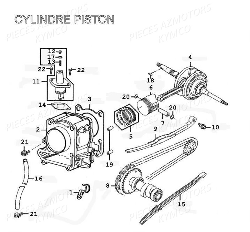 CYLINDRE PISTON KYMCO GRAND DINK 125 II