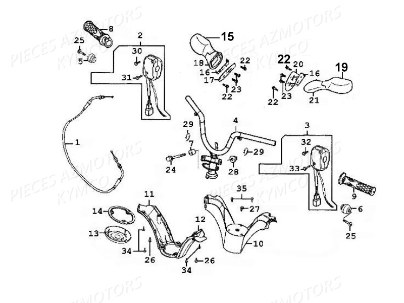 GUIDON KYMCO Pièces Scooter Kymco GRAND DINK 125 4T EURO II 