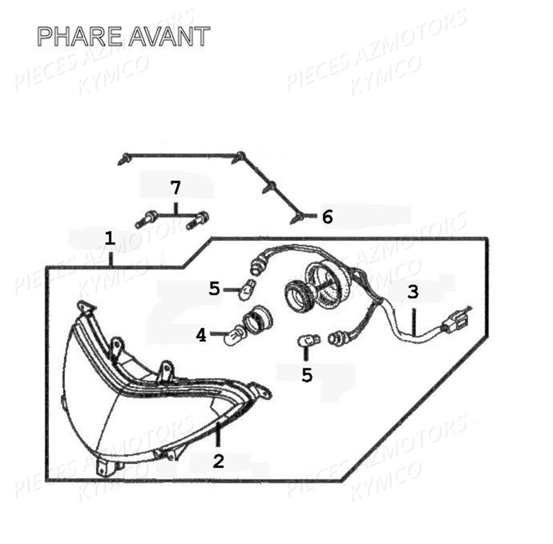 Phare Avant KYMCO Pièces GRAND DINK 125 4T EURO II (SH25DB) 