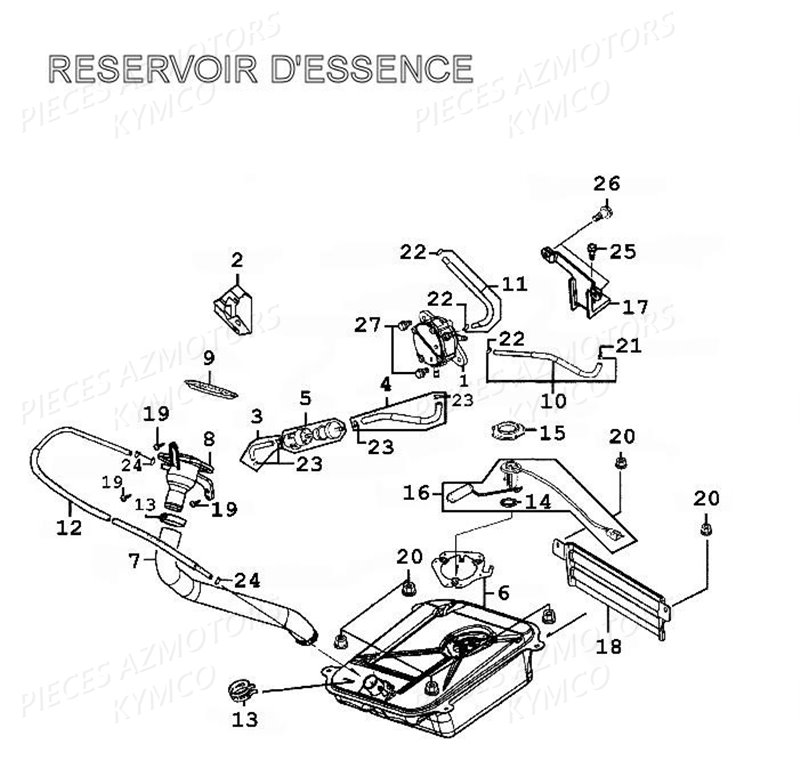 Reservoir A Carburant KYMCO Pièces GRAND DINK 125 4T EURO II (SH25DB) 