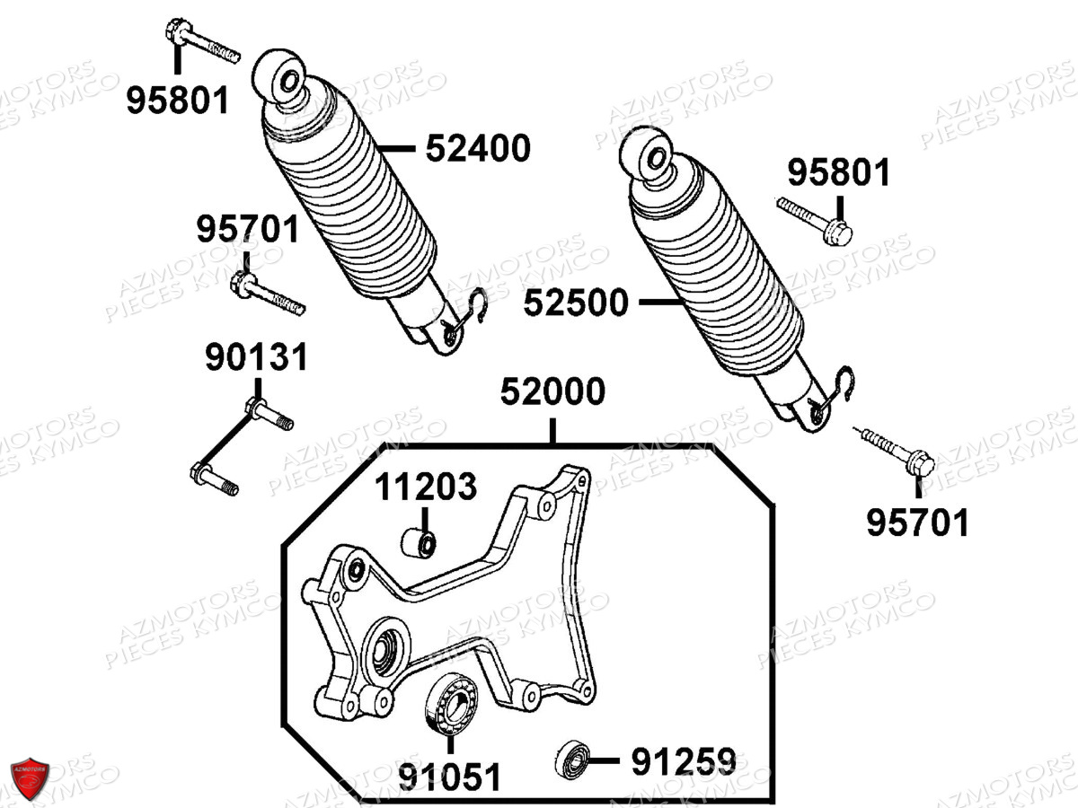 Amortisseur Arriere KYMCO Pièces GRAND DINK 125 MMC 4T EURO III (SH25DK/SH25DR)