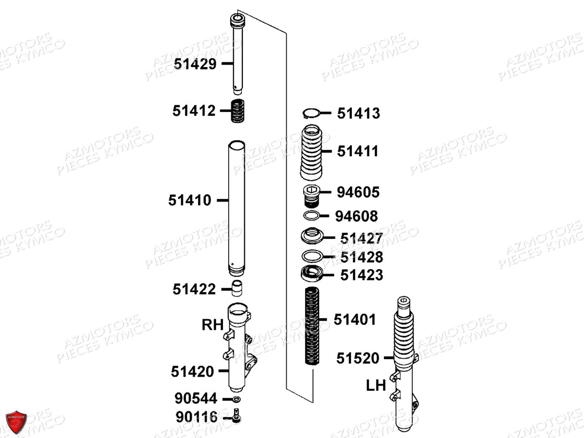 Baton De Fourche Detail KYMCO Pièces GRAND DINK 125 MMC 4T EURO III (SH25DK/SH25DR)