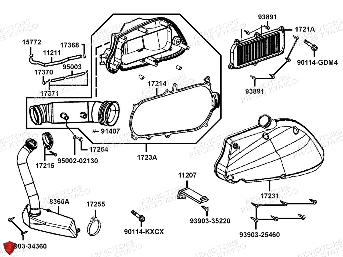 Boite A Air KYMCO Pièces GRAND DINK 125 MMC 4T EURO III (SH25DK/SH25DR)