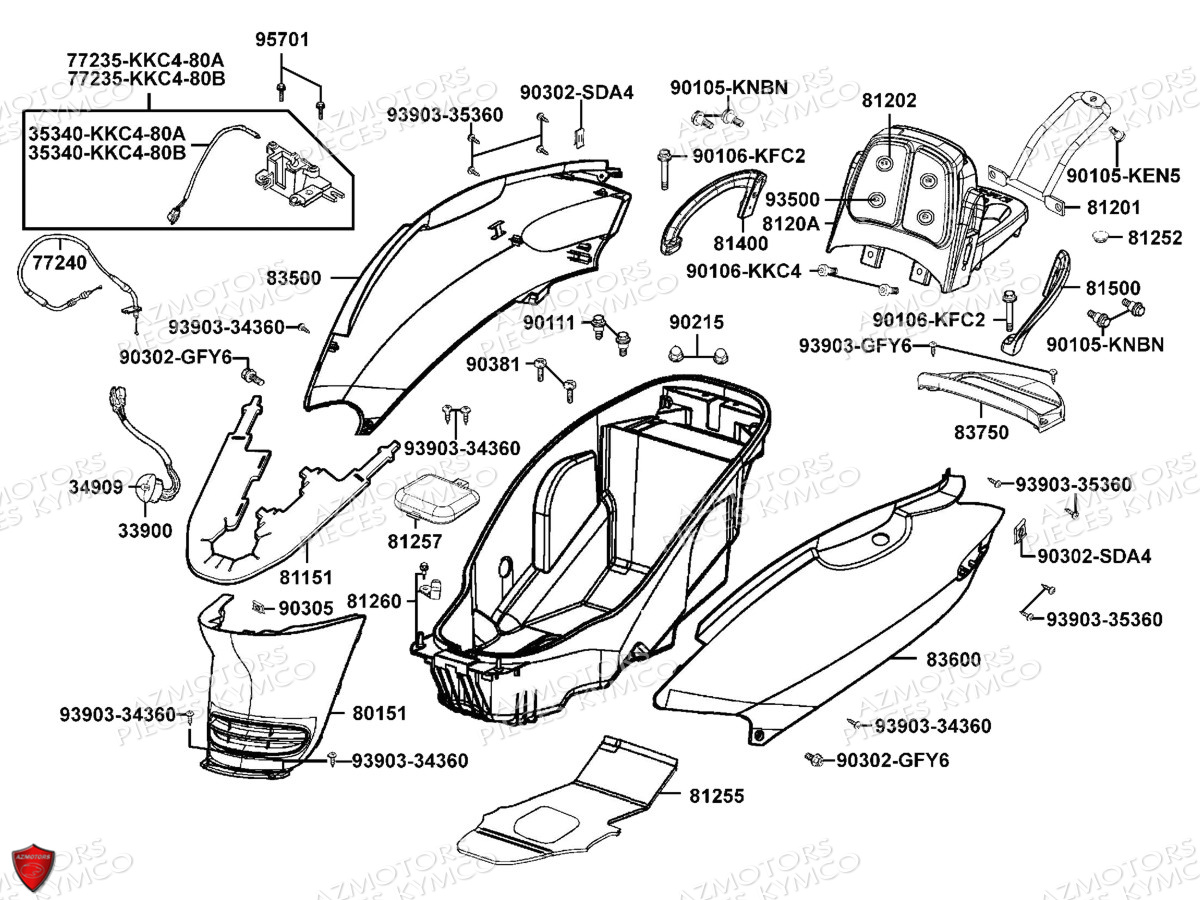 Carenages Arriere KYMCO Pièces GRAND DINK 125 MMC 4T EURO III (SH25DK/SH25DR)