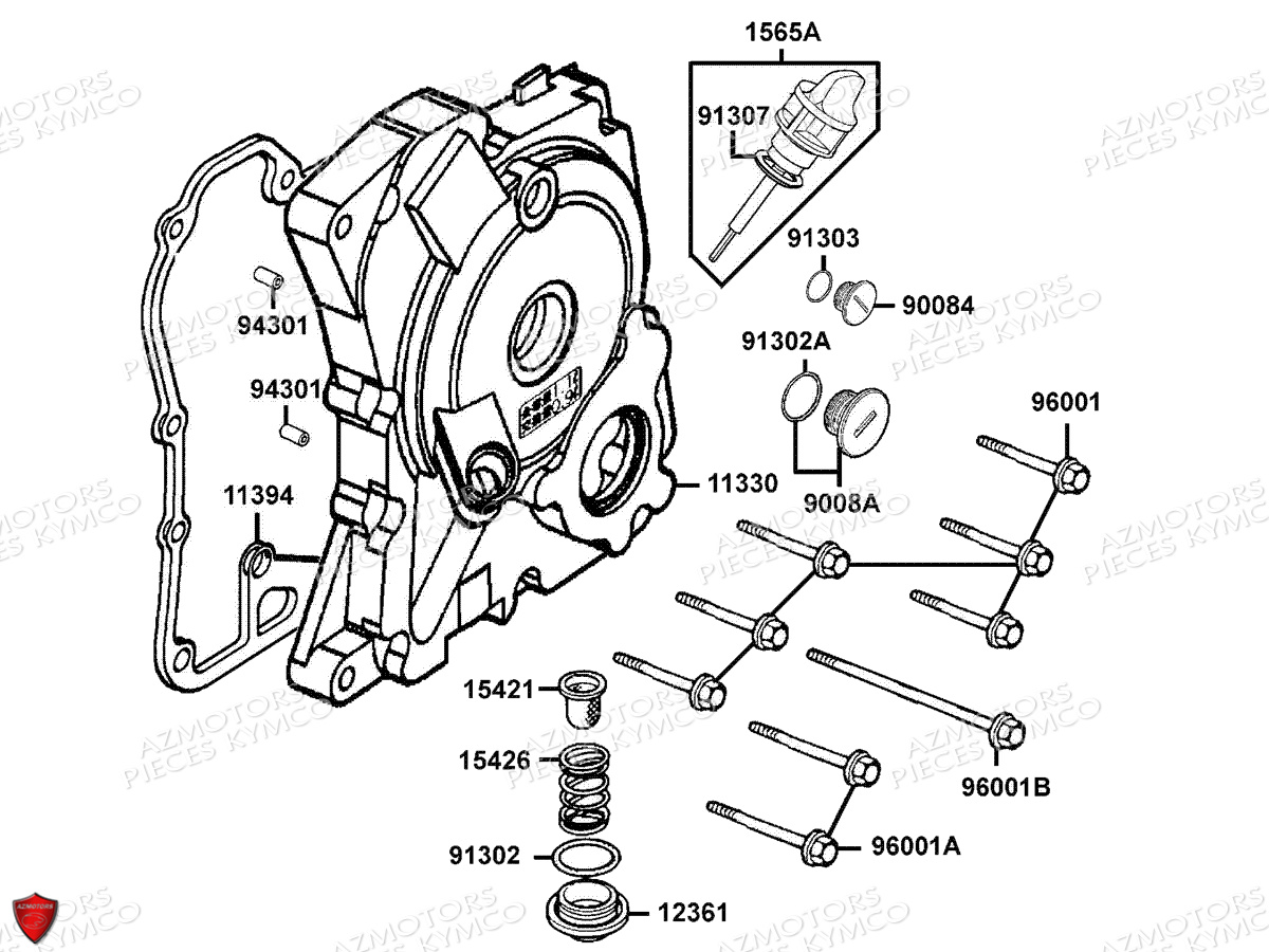 CARTER_DROIT KYMCO Pièces Scooter Kymco GRAND DINK 125 MMC 4T EURO III SH25DK / SH25DR