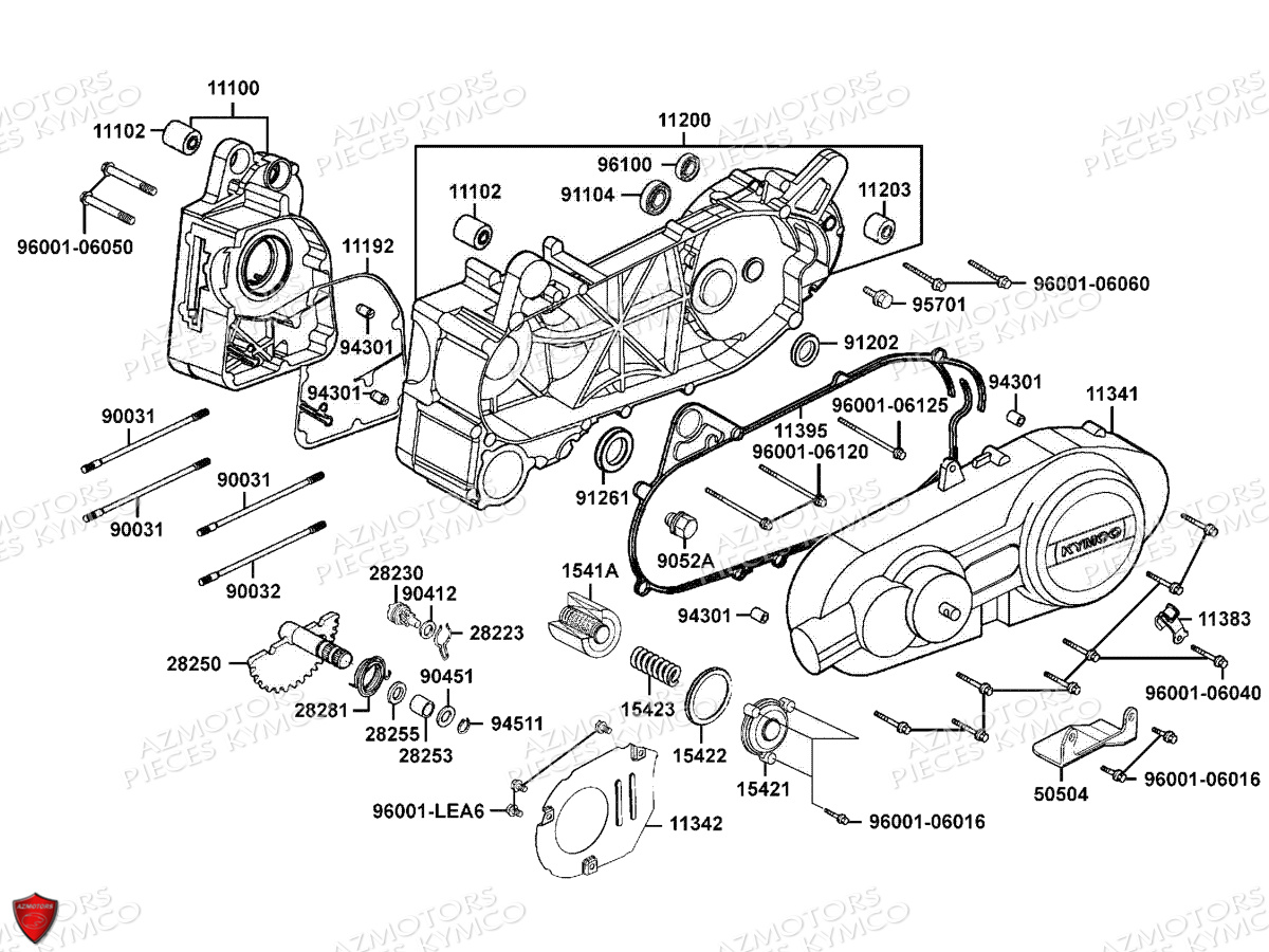 CARTER_MOTEUR KYMCO Pièces Scooter Kymco GRAND DINK 125 MMC 4T EURO III SH25DK / SH25DR