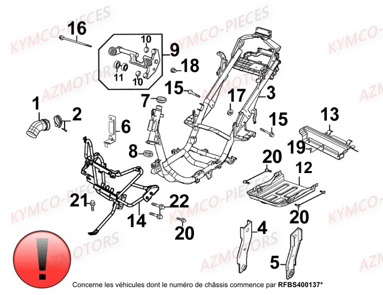 CHASSIS JUSQU A RFBS400137 AZMOTORS GRAND DINK 125 MMC