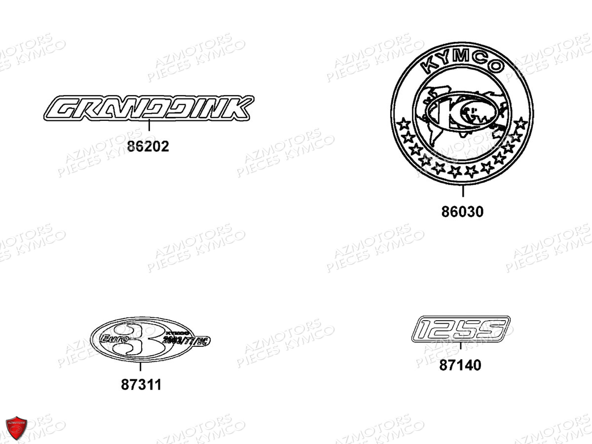 Decors KYMCO Pièces GRAND DINK 125 MMC 4T EURO III (SH25DK/SH25DR)