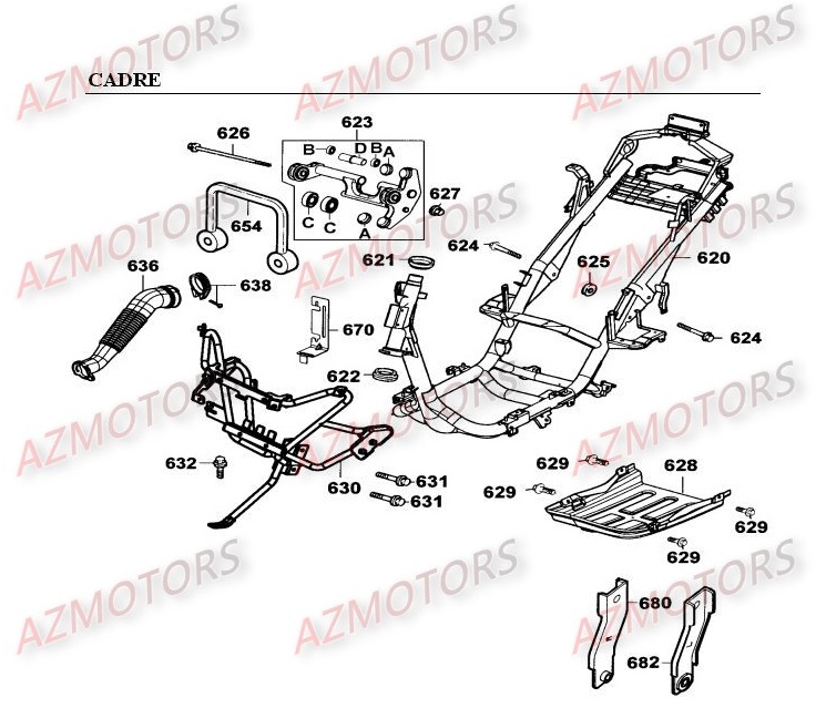 Cadre KYMCO Pièces Scooter Kymco GRAND DINK 250 4T EURO I