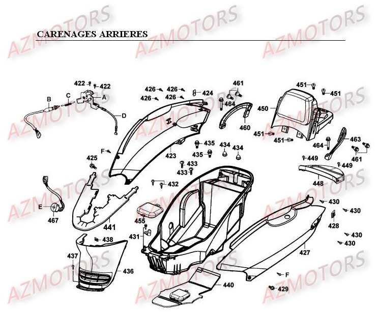 CARENAGES_ARRIERE KYMCO Pièces Scooter Kymco GRAND DINK 250 4T EURO I 