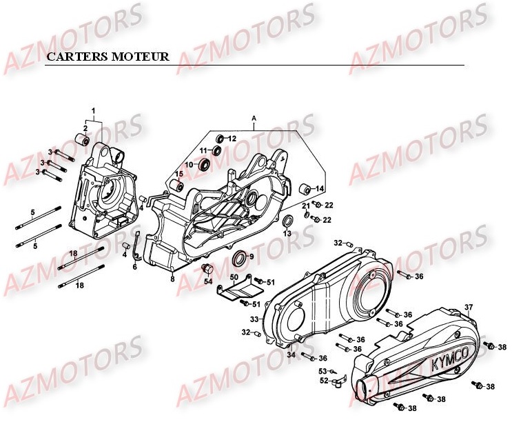 Carters Moteur KYMCO Pièces Scooter Kymco GRAND DINK 250 4T EURO I