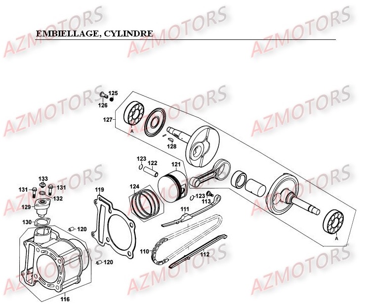 EMBIELLAGE CYLINDRE pour GRAND DINK 250 I