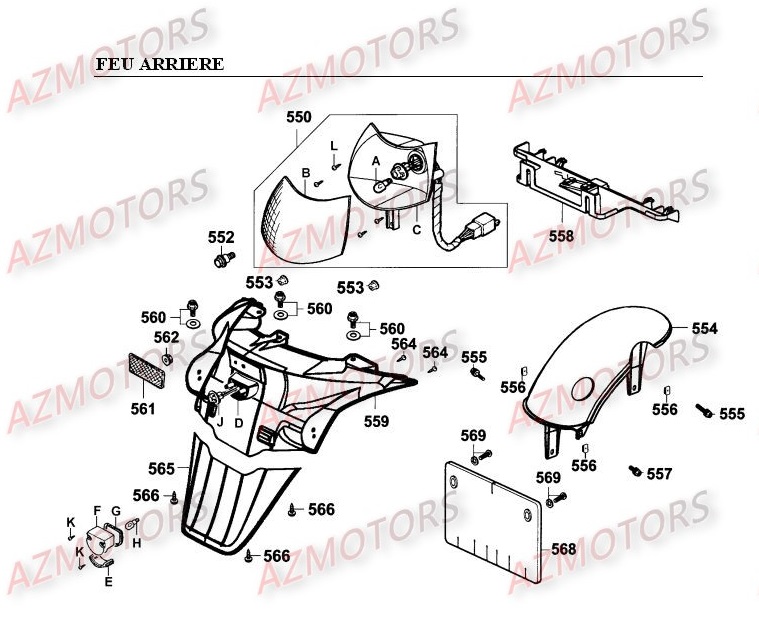 Feu Arriere KYMCO Pièces Scooter Kymco GRAND DINK 250 4T EURO I