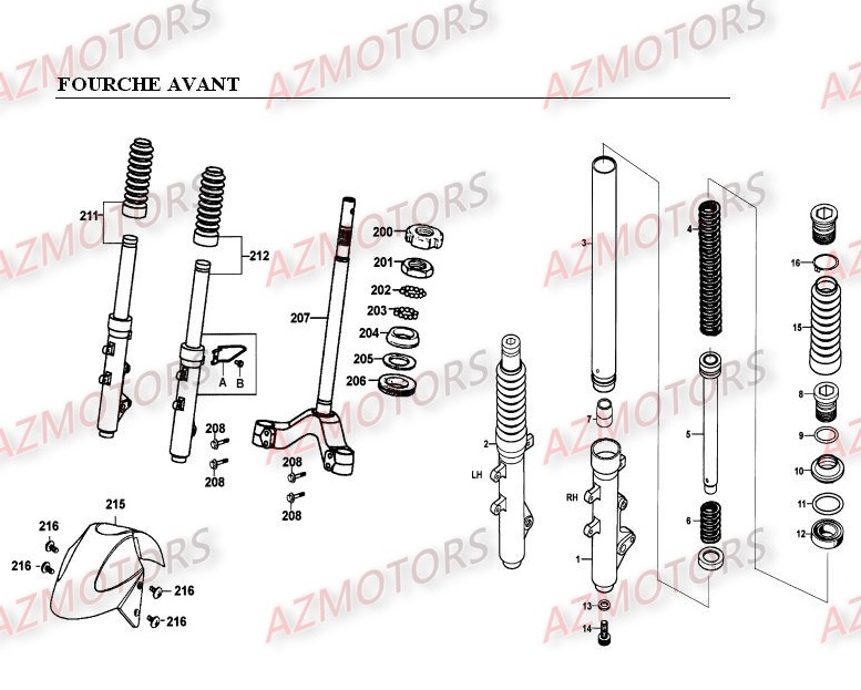 FOURCHE AVANT KYMCO GRAND DINK 250 I