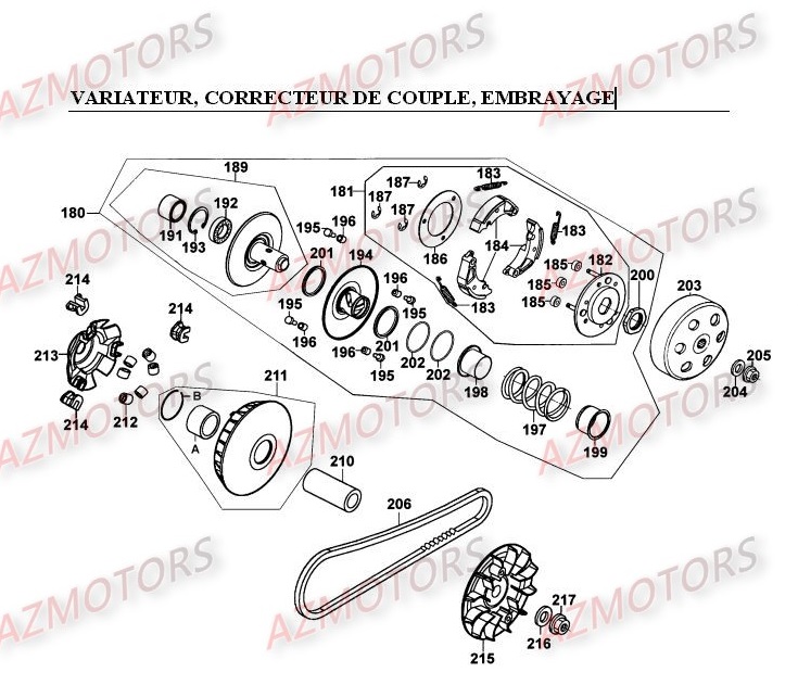 Variateur Correcteur De Couple Embrayage KYMCO Pièces Scooter Kymco GRAND DINK 250 4T EURO I