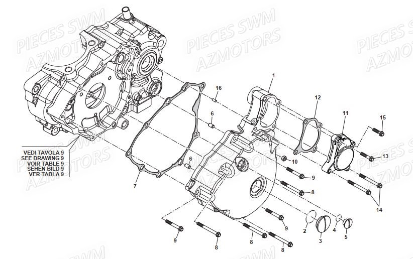 Couvercle Carter Gauche SWM Pieces SWM Origine GRAN MILANO 440 EURO 3
