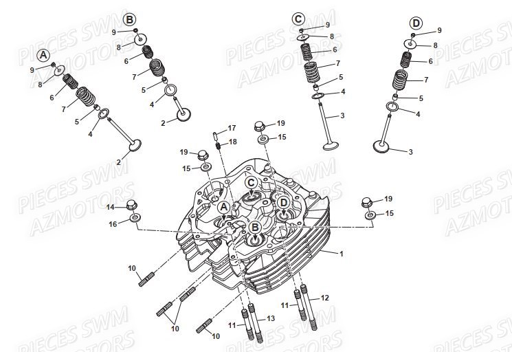 Culasse SWM Pieces SWM Origine GRAN MILANO 440 EURO 3