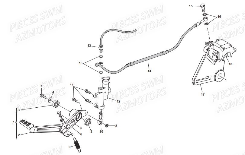 Frein Arriere SWM Pieces SWM Origine GRAN MILANO 440 EURO 3