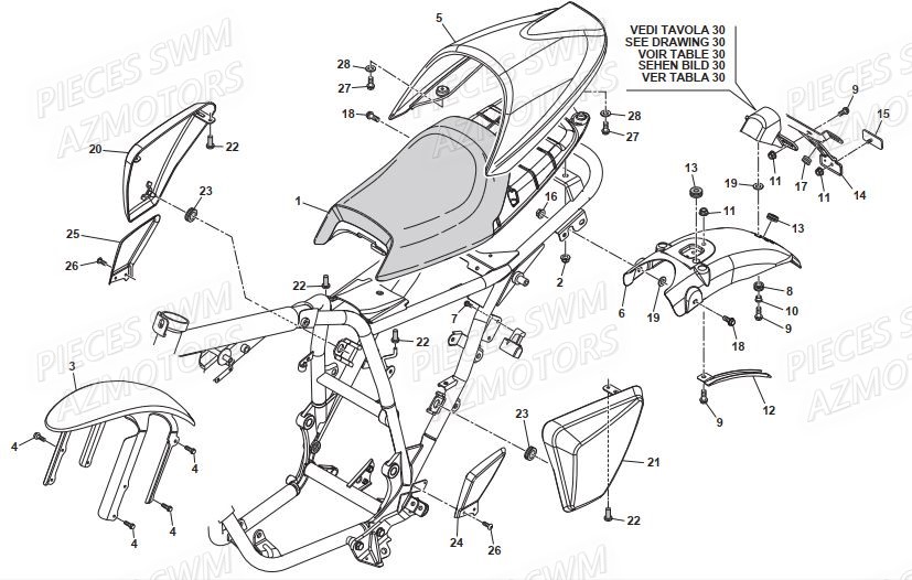 Garde Boue Selle SWM Pieces SWM Origine GRAN MILANO 440 EURO 3