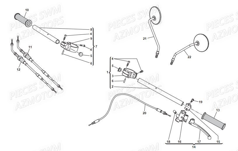 Guidon SWM Pieces SWM Origine GRAN MILANO 440 EURO 3