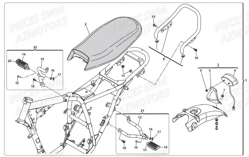 Kit Biplace SWM Pieces SWM Origine GRAN MILANO 440 EURO 3