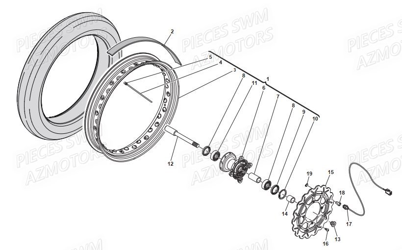 Roue Avant SWM Pieces SWM Origine GRAN MILANO 440 EURO 3