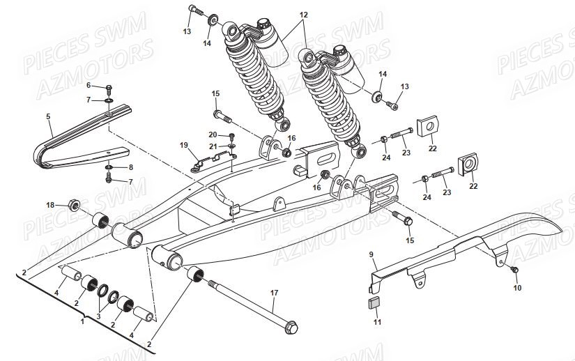 Suspension Arriere SWM Pieces SWM Origine GRAN MILANO 440 EURO 3