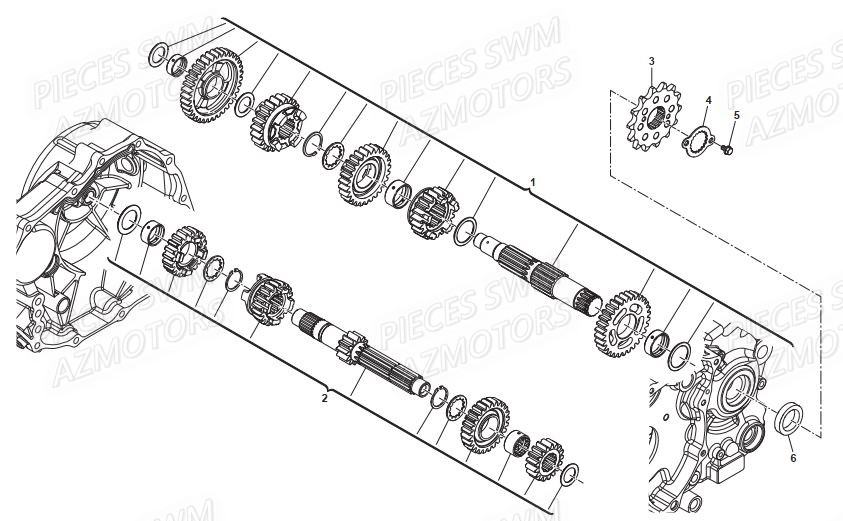 Transmission Primaire SWM Pieces SWM Origine GRAN MILANO 440 EURO 3